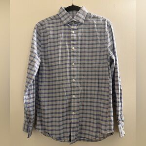 Men’s Michael Kors Blue and Gray Check Plaid Dress Shirt Medium M